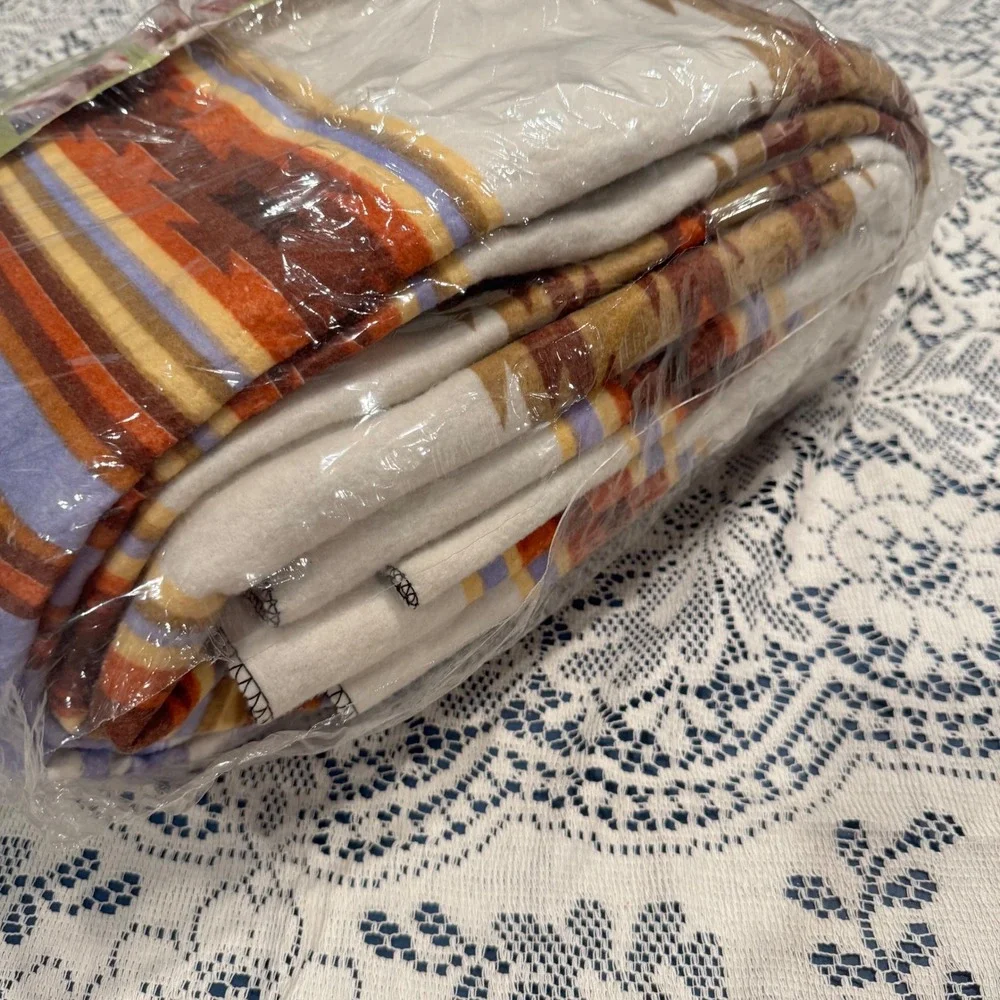 Vintage‎ Southwestern Blanket Galloping Horses Running in Desert Western Aztec